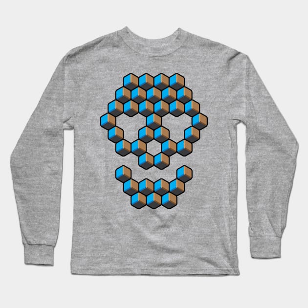 Honeycomb Skull, earth and Sky Long Sleeve T-Shirt by SteveGrime